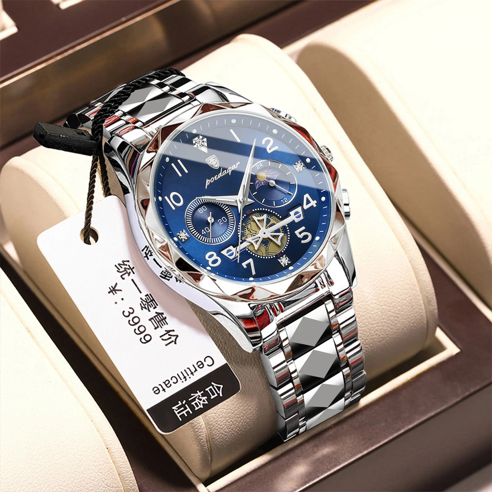 POEDAGAR 972 Luminous Nigh Vision Luxury Wristwatch Quartz New Arrivals Fashion Stainless Steel Life Waterproof Men Watch Reloj