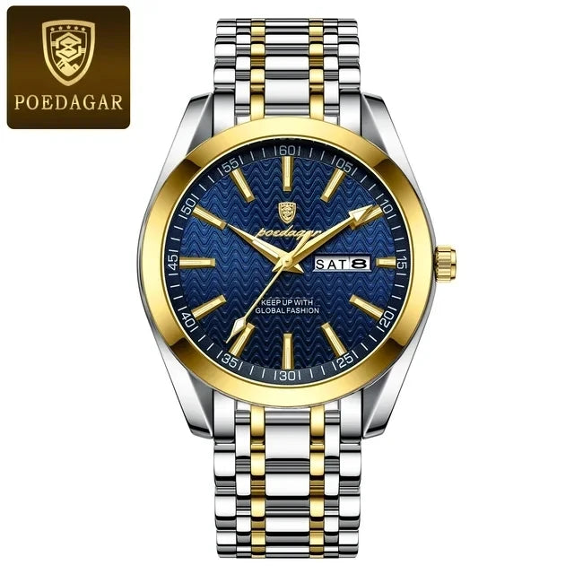 POEDAGAR 962 New Luxury Sport Wrist Watch for Man Waterproof Luminous Date Men Watch Quartz Stainless Steel Men's Watches Male