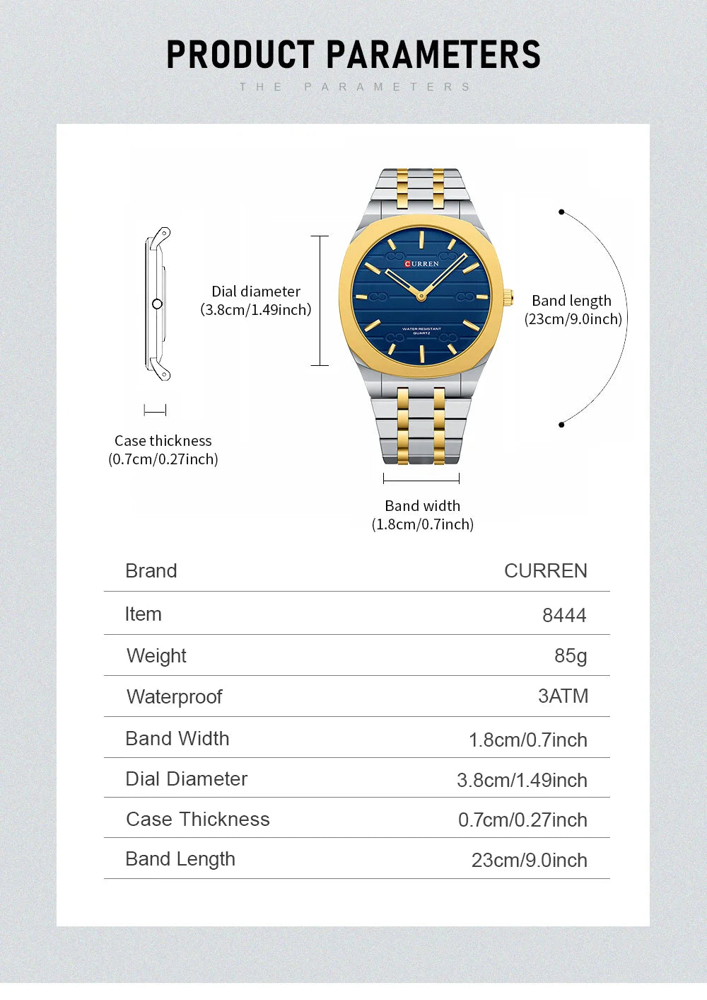 CURREN Watch Men 8444 Stainless Steel Golden Mens Watches Luxury New Arrivals Waterproof Analog Quartz Wrist Watch Men's Reloj