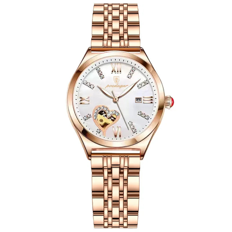 POEDAGAR New Hot Sell 320 High Quality Girls Women Wristwatch Waterproof Luminous Quartz Watch Diamond Encrusted Ladies' Clock