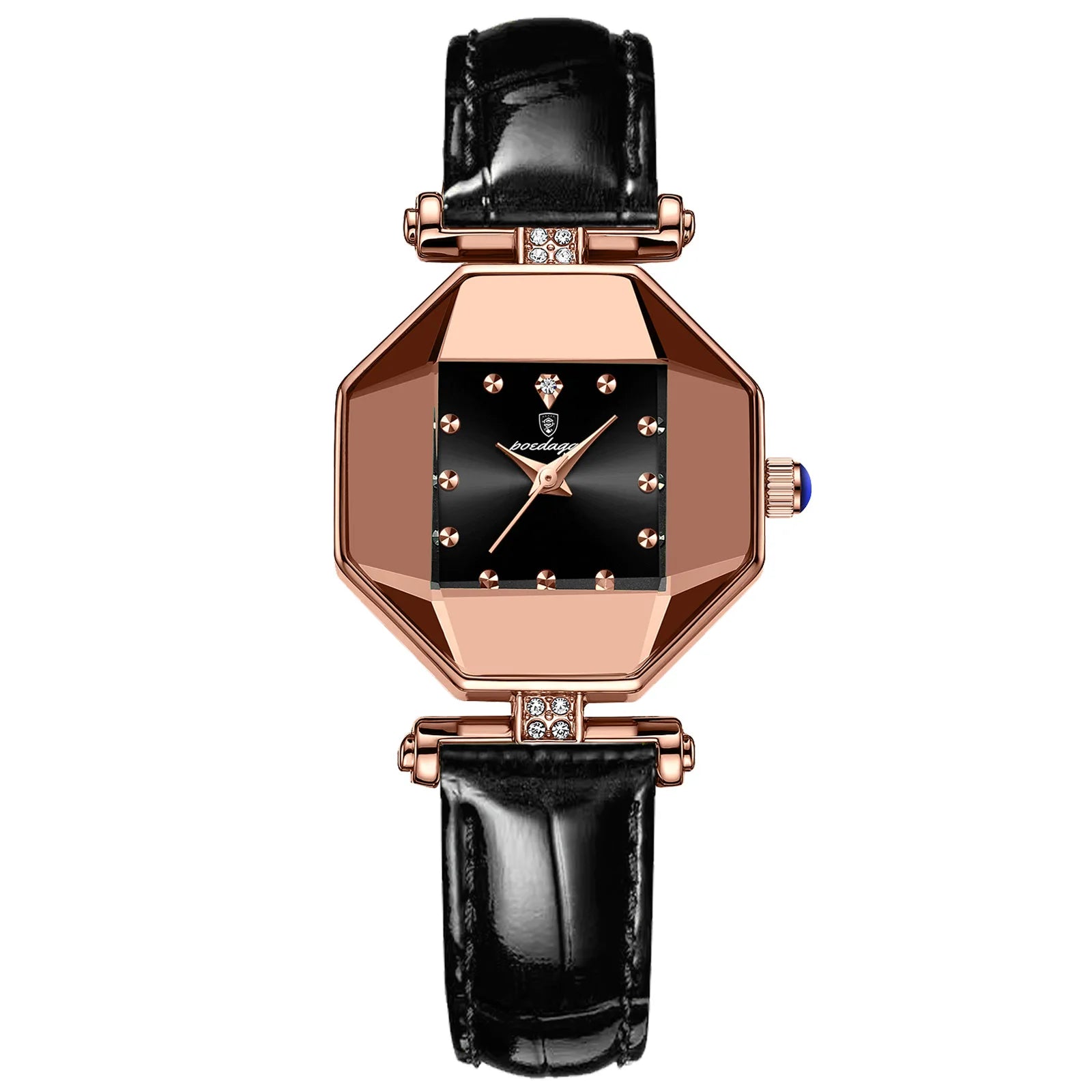 POEDAGAR 368 Red Small Quartz Watch for Women Hot Sale Fashion Leather Band Diamond Dial Square Wristwatch Luxury Female Watches