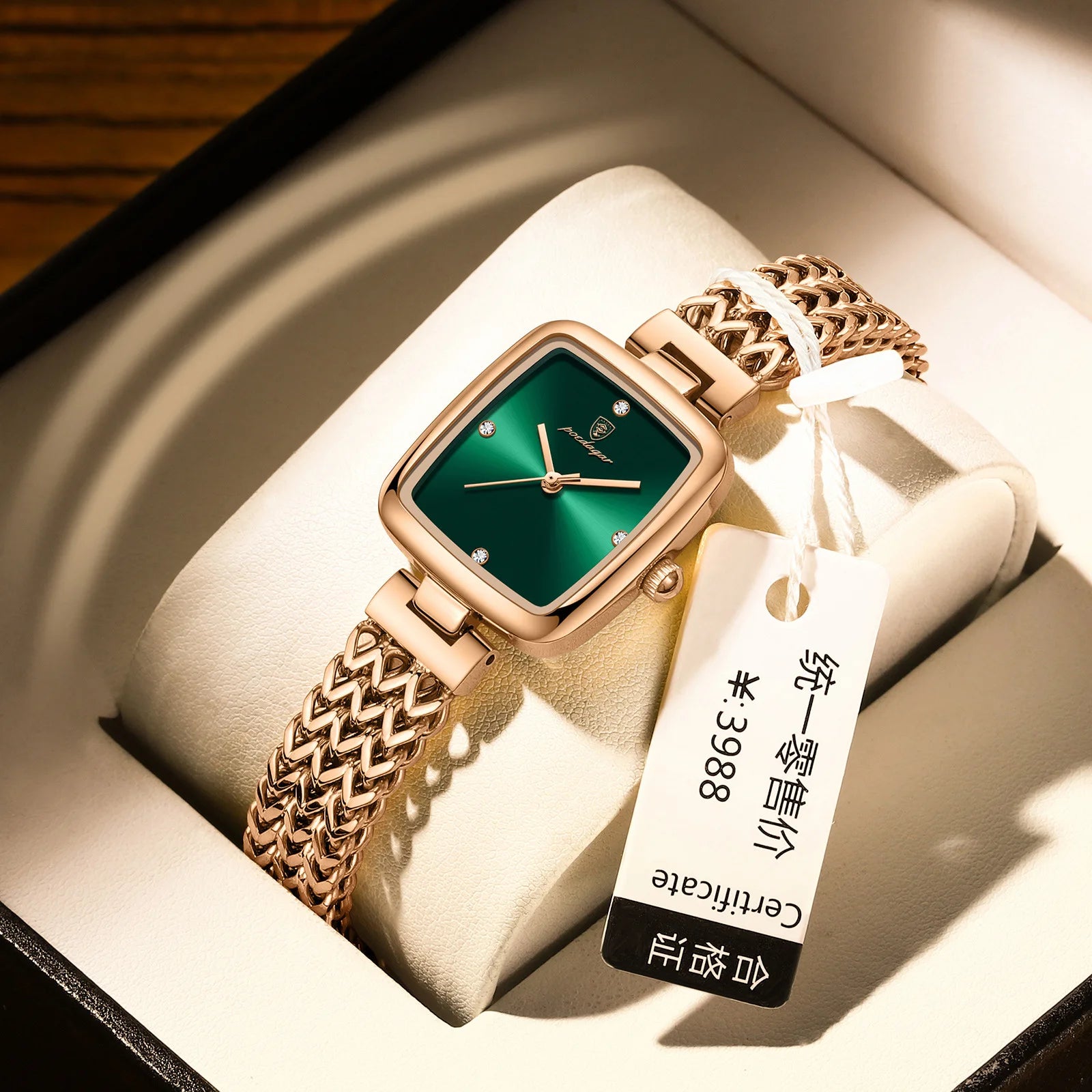 POEDAGAR Hot Sell Luxury Reloj 2024 New Square Watch for Woman Waterproof Stainless Steel Ladies Quartz Watch Women Watches 768