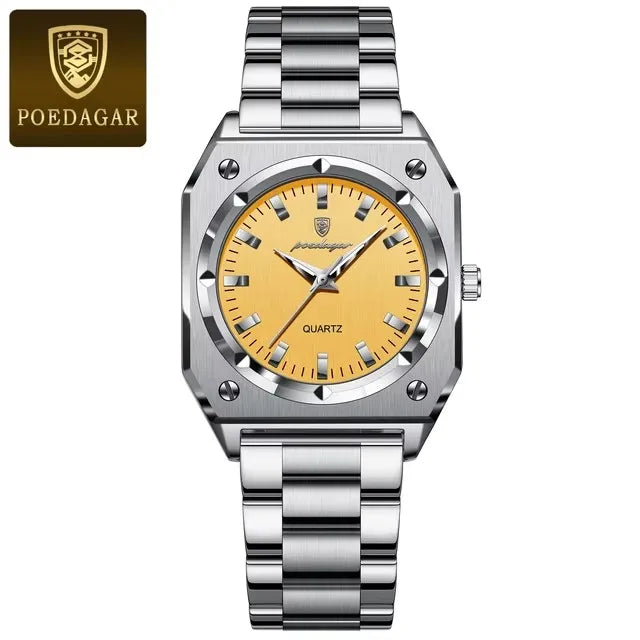 POEDAGAR 788 Luxury Gold Elegant Square Ladies Watch Waterproof Luminous Watch for Women Stainless Steel Quartz Women's Watches