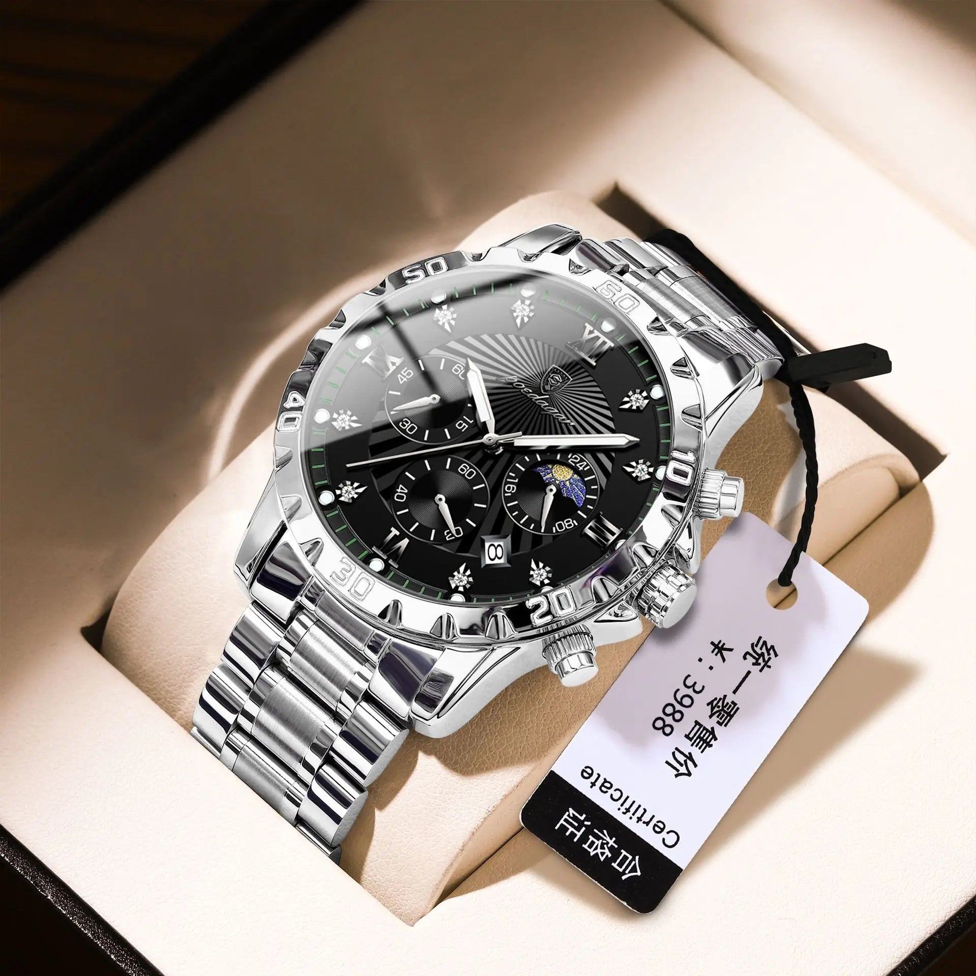 POEDAGAR Luxury Watch for Men Waterproof Luminous Chronograph Date Man Wrist Watch Stainless Steel Quartz Men's Watches 965
