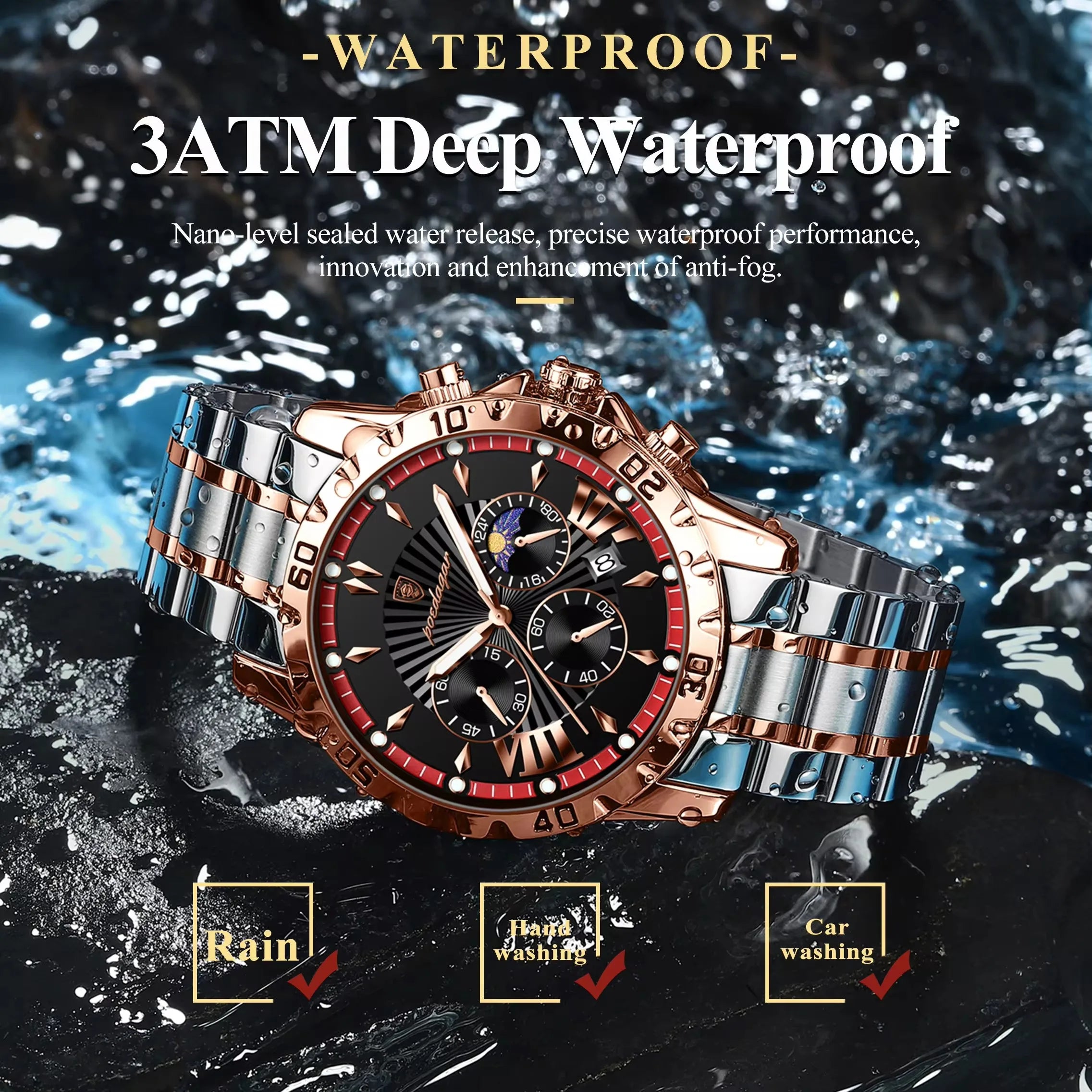 POEDAGAR 968 New Luxury High Quality Watch for Man Waterproof Luminous Men Watch Stainless Steel Quartz Men's Watches