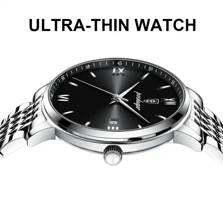POEDAGAR 826 Top Luxury Men Quartz Watch Stainless Steel Waterproof Luminous Calendar Sport Wrist Watch Relogio Masculino