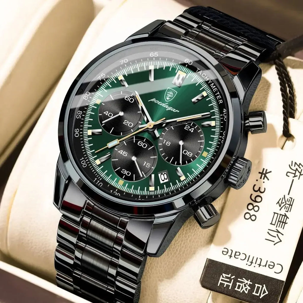 POEDAGAR 921 Men Quartz Watches High Quality Waterproof Chronograph Luminous Men Wristwatch Steel Luxury Man Watch Casual Clock