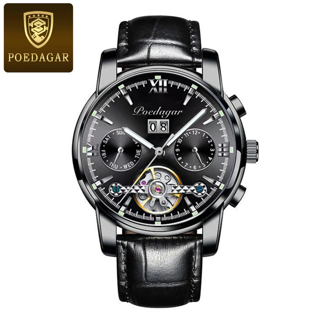 POEDAGAR Automatic Watch Men 8051 Relogio Masculino Classics Tourbillon Mechanical Watches Waterproof Luminous Man Wristwatches