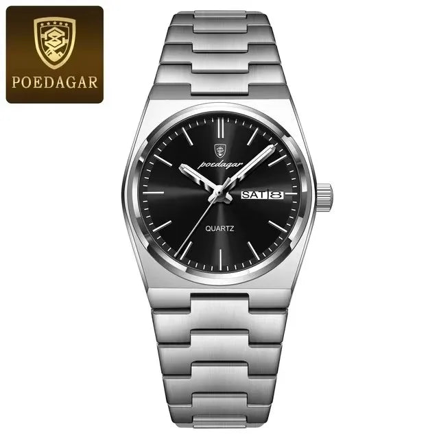 POEDAGAR Luxury Watch for Woman Ladies Elegant Quartz Watches Waterproof Luminous Date Week Stainless Steel Women's Watch 786