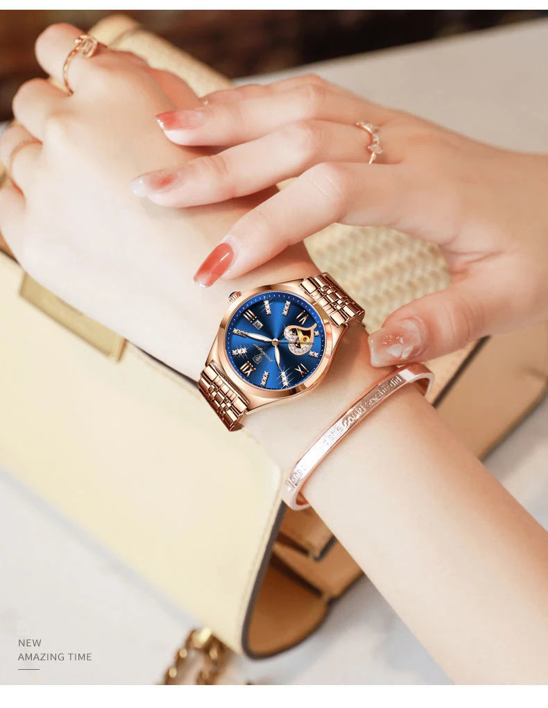 POEDAGAR New Hot Sell 320 High Quality Girls Women Wristwatch Waterproof Luminous Quartz Watch Diamond Encrusted Ladies' Clock