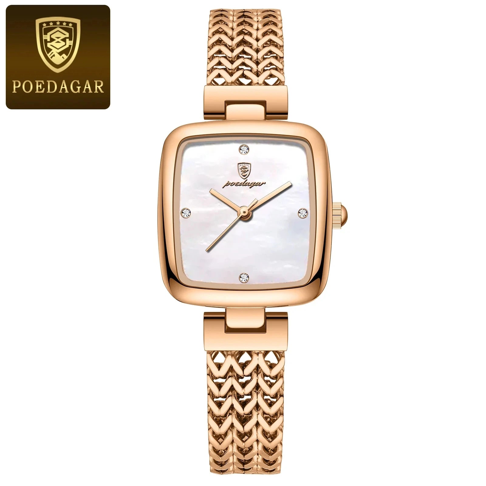 POEDAGAR Hot Sell Luxury Reloj 2024 New Square Watch for Woman Waterproof Stainless Steel Ladies Quartz Watch Women Watches 768