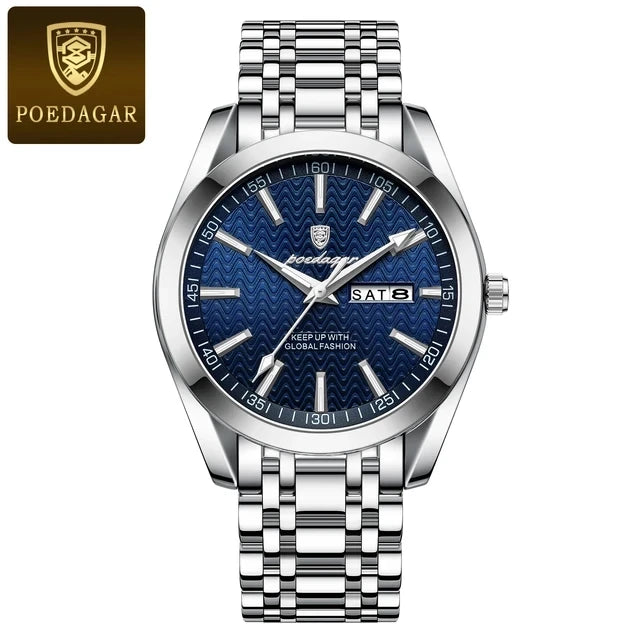 POEDAGAR 962 New Luxury Sport Wrist Watch for Man Waterproof Luminous Date Men Watch Quartz Stainless Steel Men's Watches Male