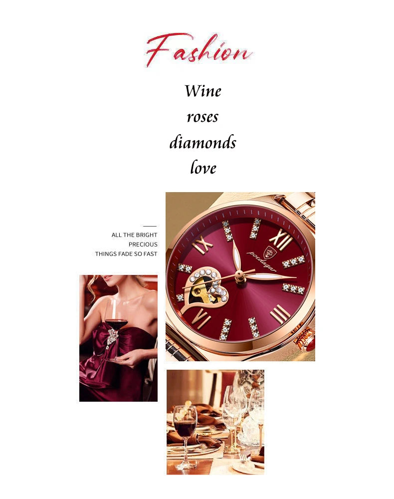 POEDAGAR New Hot Sell 320 High Quality Girls Women Wristwatch Waterproof Luminous Quartz Watch Diamond Encrusted Ladies' Clock