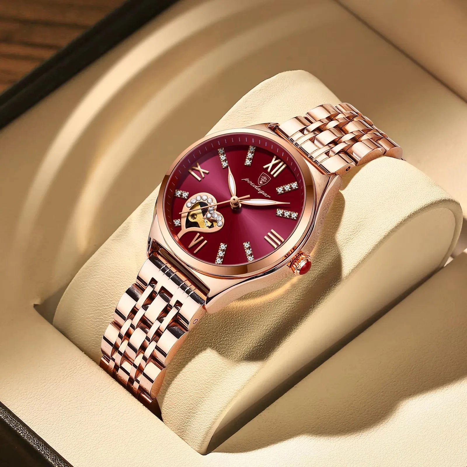 POEDAGAR New Hot Sell 320 High Quality Girls Women Wristwatch Waterproof Luminous Quartz Watch Diamond Encrusted Ladies' Clock