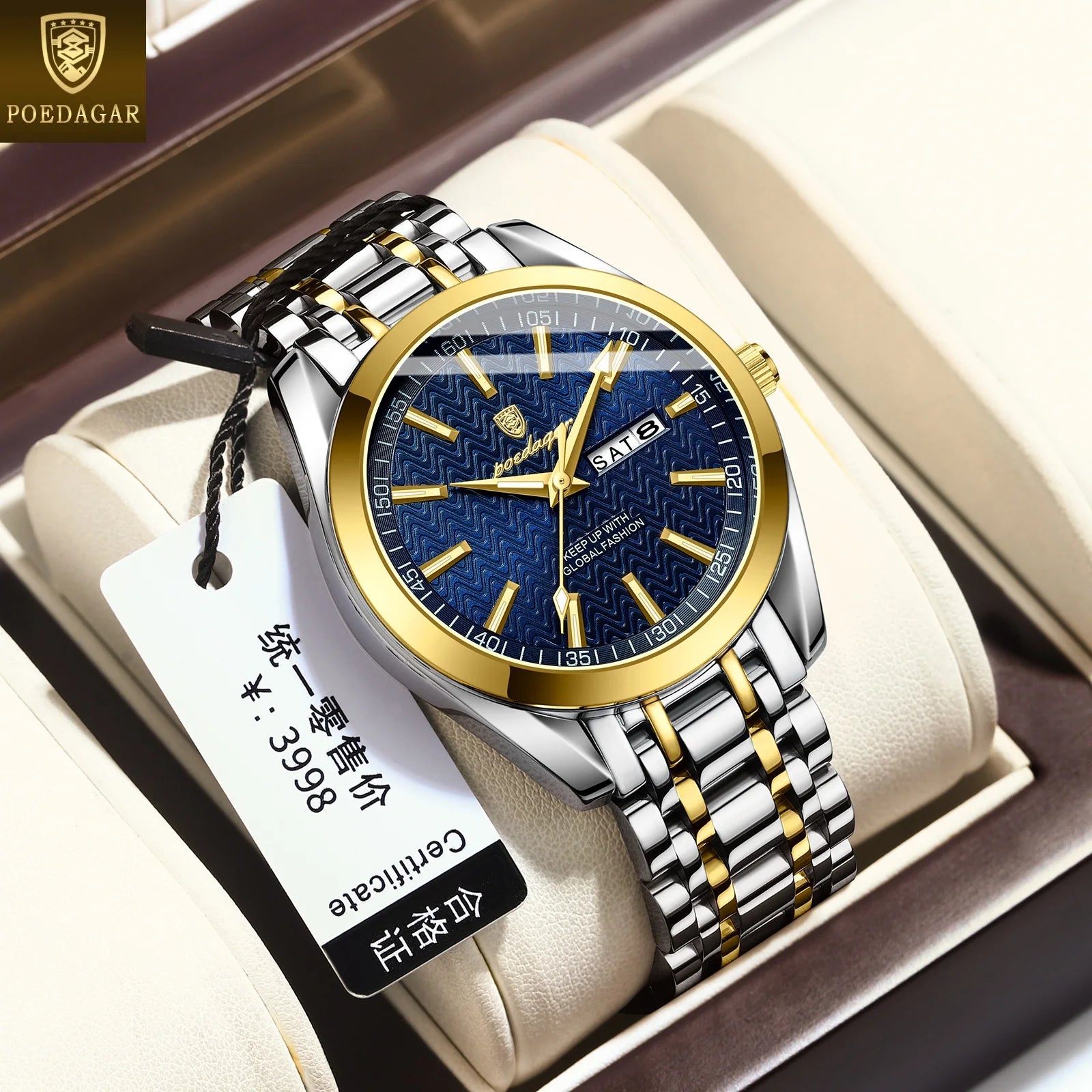 POEDAGAR Watch Men 962 Relogio Masculino New Fashion Ripple Dial Men's Watches Slim Charming Waterproof Wristwatches Custom LOGO