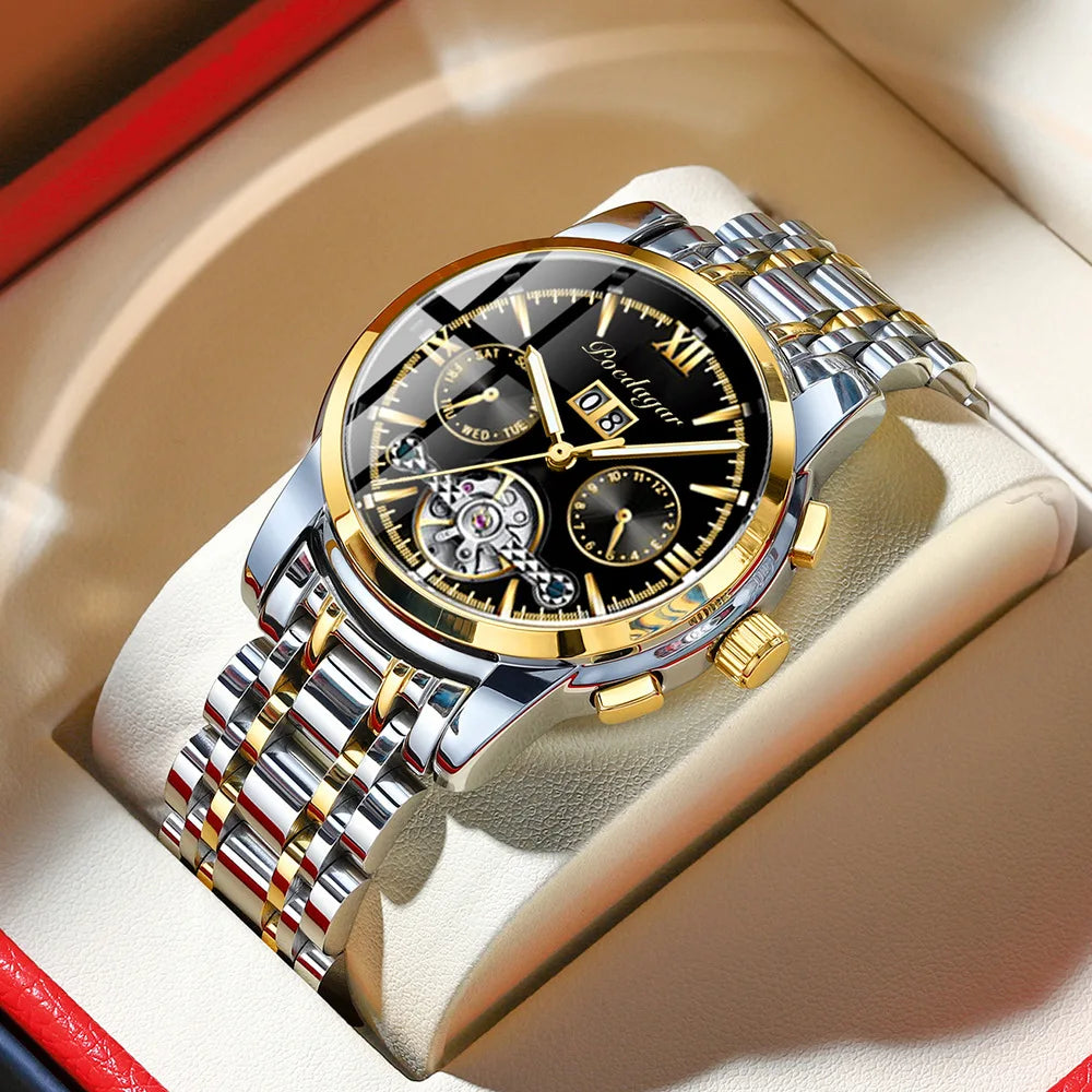 POEDAGAR Automatic Watch Men 8051 Relogio Masculino Classics Tourbillon Mechanical Watches Waterproof Luminous Man Wristwatches