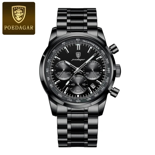 POEDAGAR 921 New Luxury Men Watch Waterproof Luminous Chronograph Date Stainless Steel Watch for Men Quartz Men's Watches Reloj
