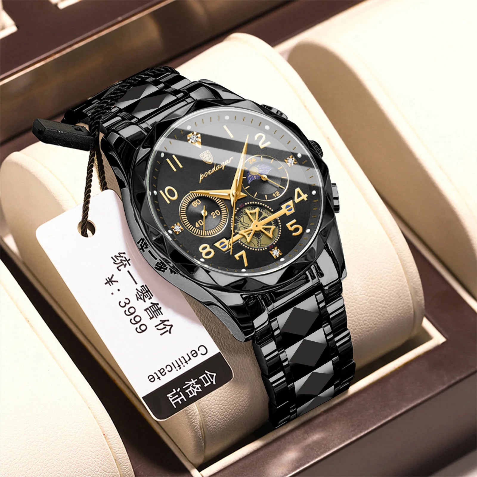 POEDAGAR 972 Luminous Nigh Vision Luxury Wristwatch Quartz New Arrivals Fashion Stainless Steel Life Waterproof Men Watch Reloj