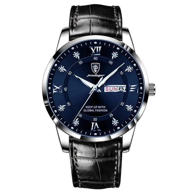POEDAGAR 836 Men's Luxury Business Casual Simple Watch New Arrival Brown Leather Waterproof Luminous Japan Alloy Sport Fashion