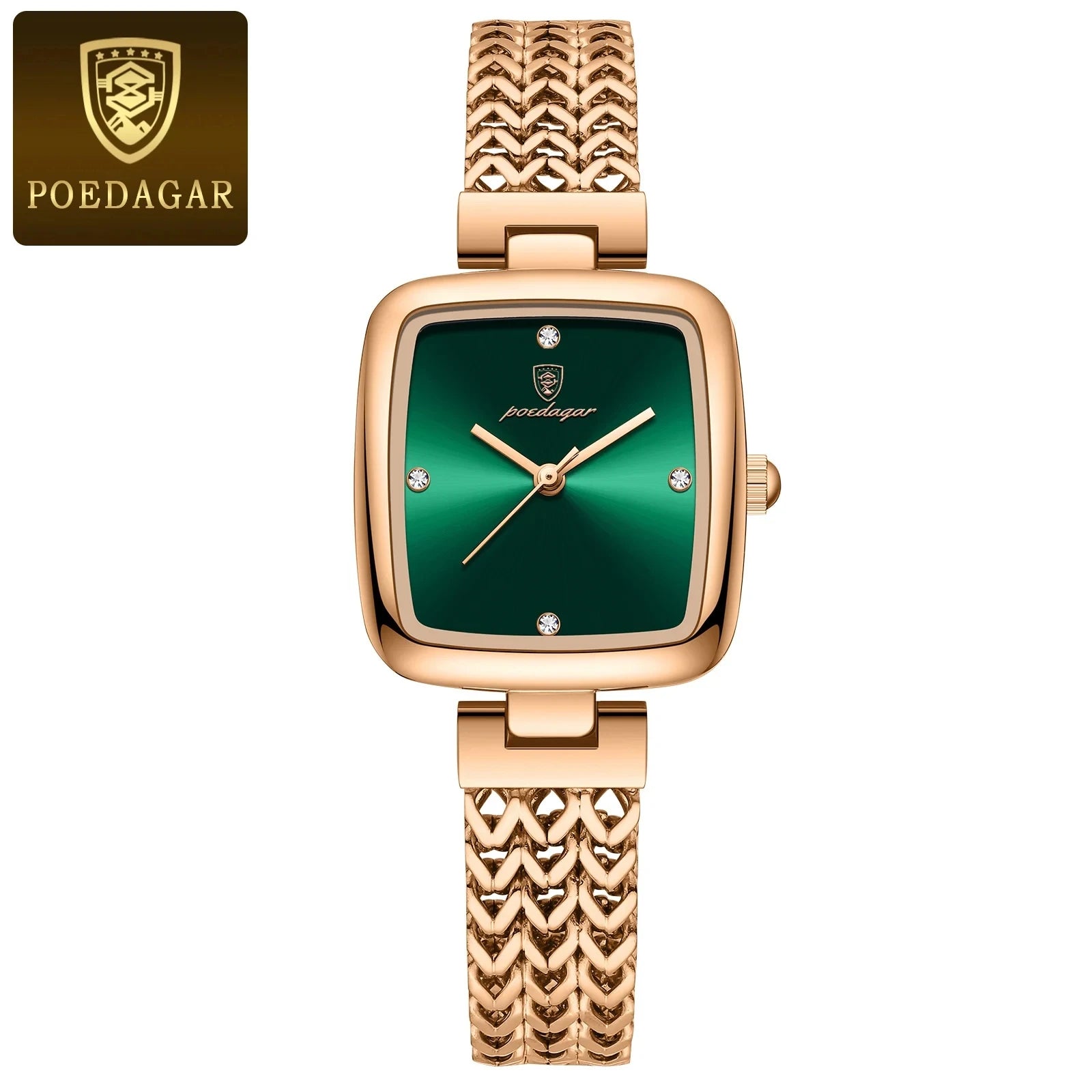 POEDAGAR Hot Sell Luxury Reloj 2024 New Square Watch for Woman Waterproof Stainless Steel Ladies Quartz Watch Women Watches 768