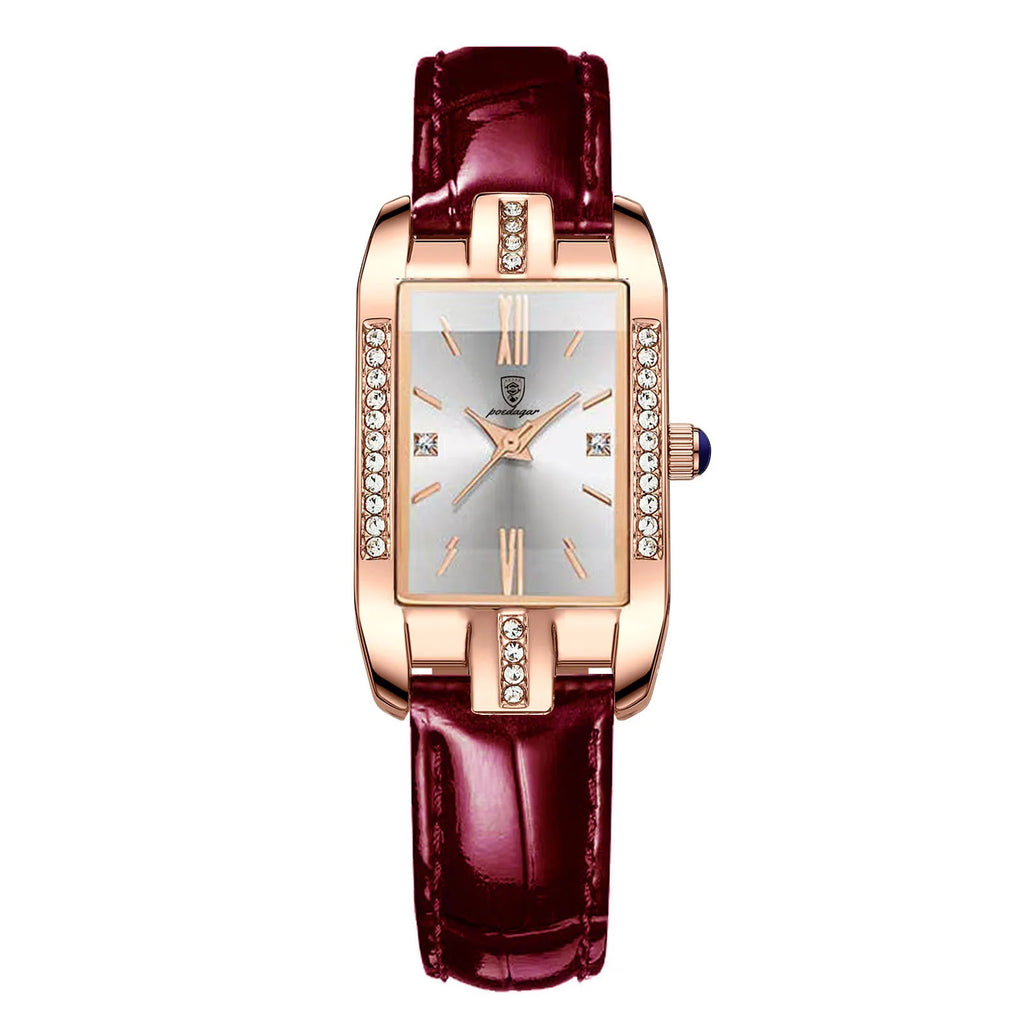 POEDAGAR 365 Woman Diamond Watch Luxury Rose Gold Rectangle Waterproof Quartz Women Watches Stainless Steel Bracelet Clock Girl