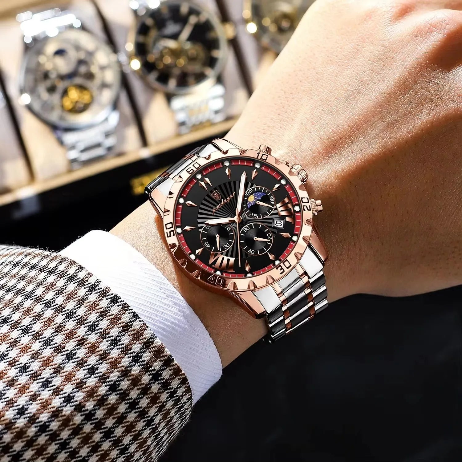 POEDAGAR 968 New Luxury High Quality Watch for Man Waterproof Luminous Men Watch Stainless Steel Quartz Men's Watches