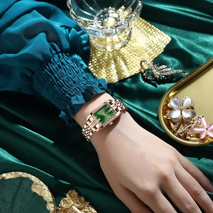 POEDAGAR 365 Woman Diamond Watch Luxury Rose Gold Rectangle Waterproof Quartz Women Watches Stainless Steel Bracelet Clock Girl