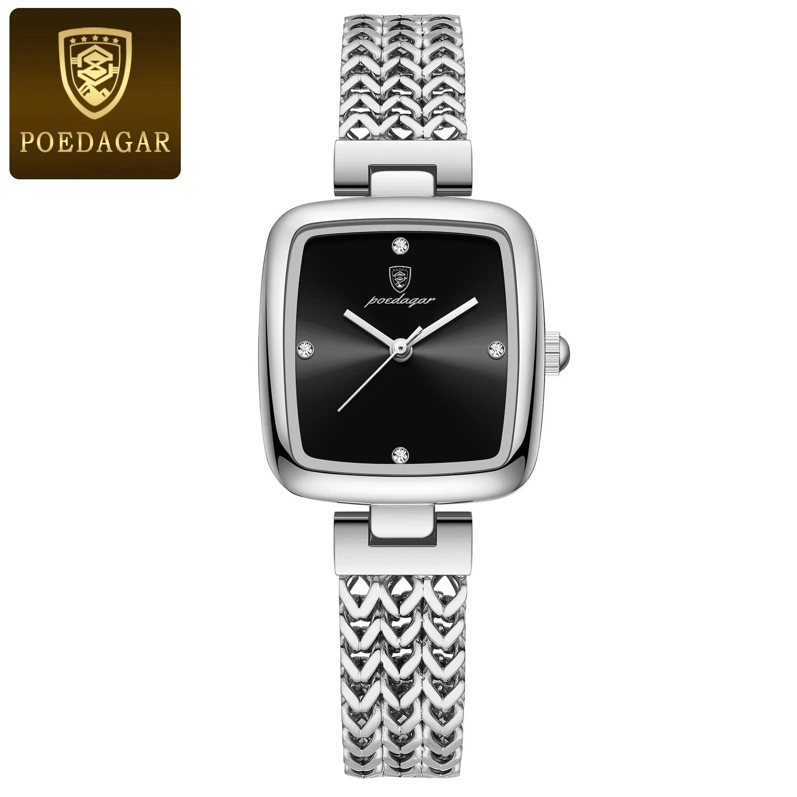 POEDAGAR Hot Sell Luxury Reloj 2024 New Square Watch for Woman Waterproof Stainless Steel Ladies Quartz Watch Women Watches 768