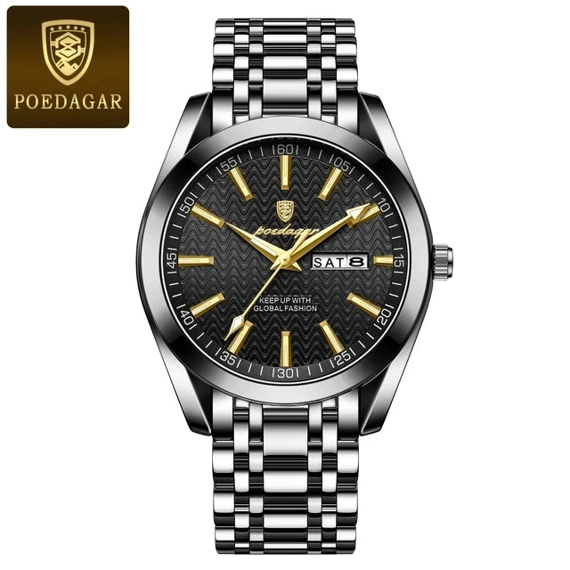 POEDAGAR 962 New Luxury Sport Wrist Watch for Man Waterproof Luminous Date Men Watch Quartz Stainless Steel Men's Watches Male