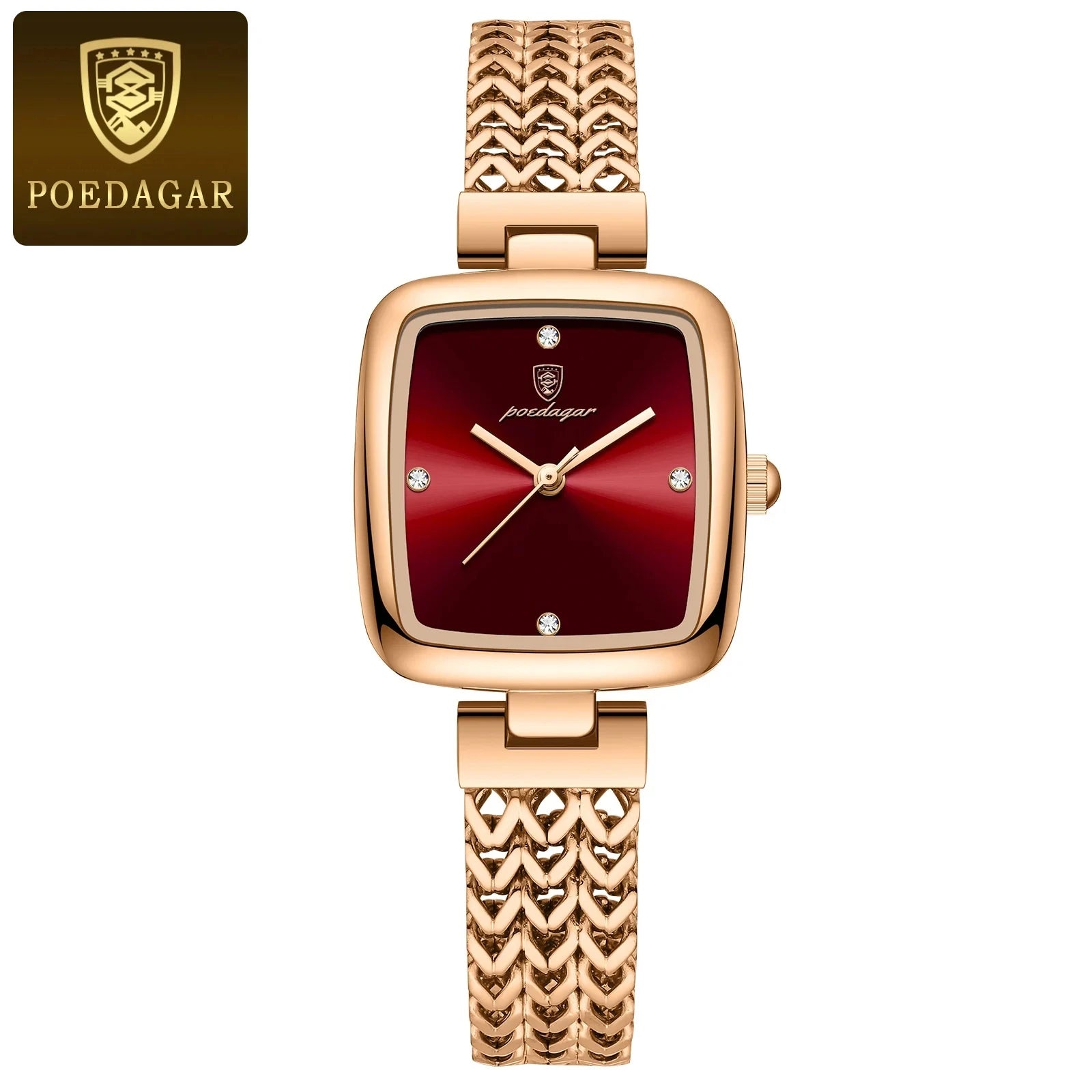 POEDAGAR Hot Sell Luxury Reloj 2024 New Square Watch for Woman Waterproof Stainless Steel Ladies Quartz Watch Women Watches 768