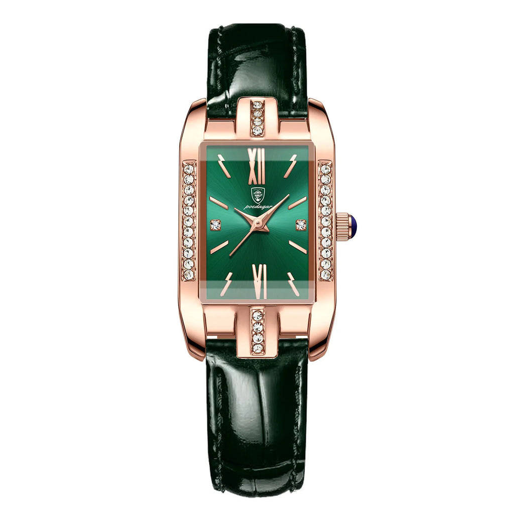 POEDAGAR 365 Woman Diamond Watch Luxury Rose Gold Rectangle Waterproof Quartz Women Watches Stainless Steel Bracelet Clock Girl