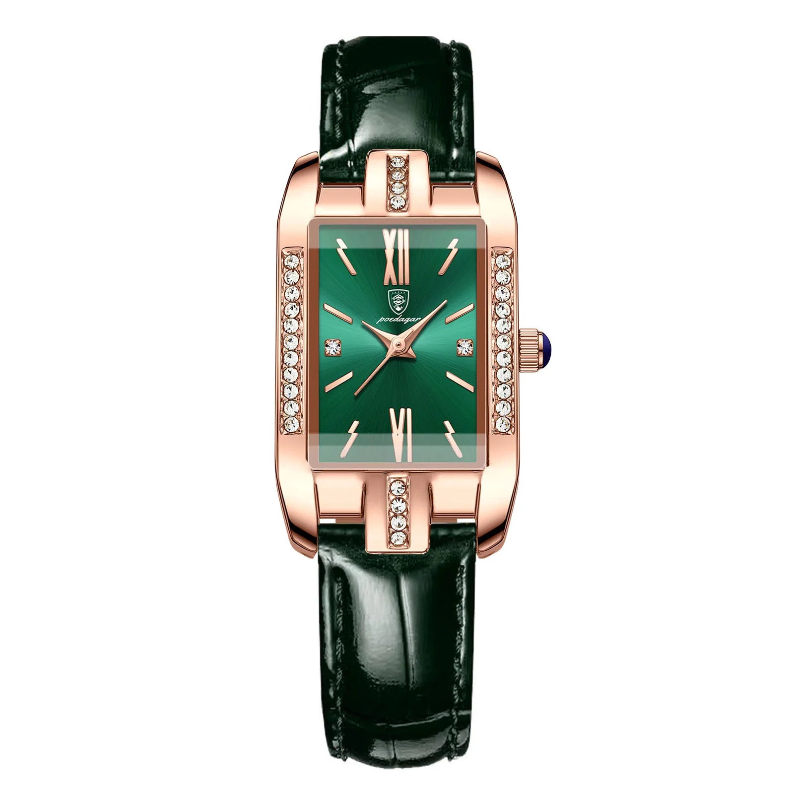 POEDAGAR 365 Woman Diamond Watch Luxury Rose Gold Rectangle Waterproof Quartz Women Watches Stainless Steel Bracelet Clock Girl