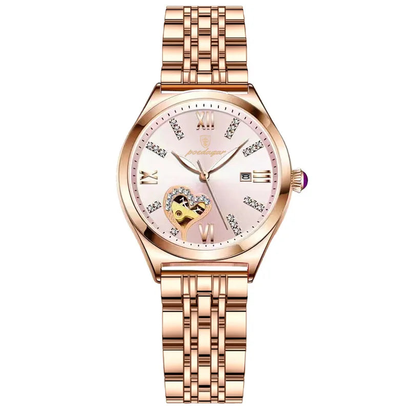 POEDAGAR New Hot Sell 320 High Quality Girls Women Wristwatch Waterproof Luminous Quartz Watch Diamond Encrusted Ladies' Clock