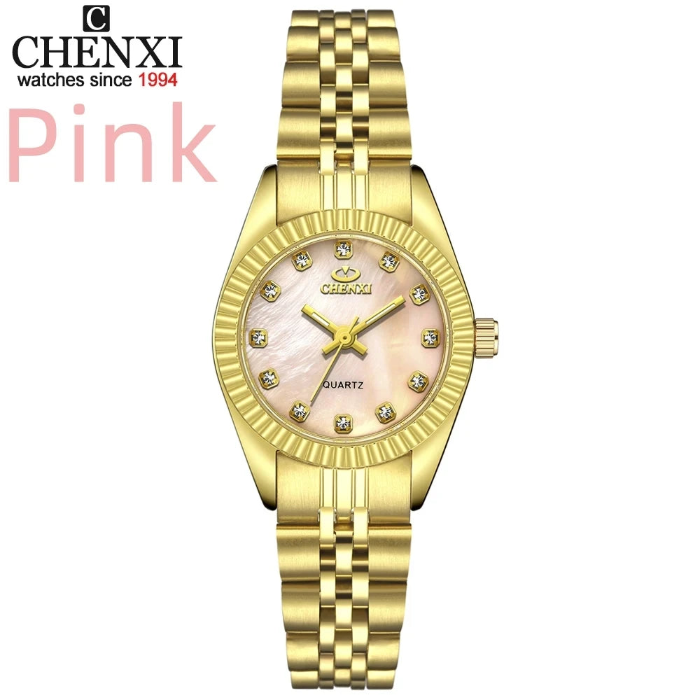 CHENXI Super Hot Sale Luxury Women's Watch Quartz Golden Stainless Steel Small Dial Charm Dress Trendy Wristwatch for Fashion La
