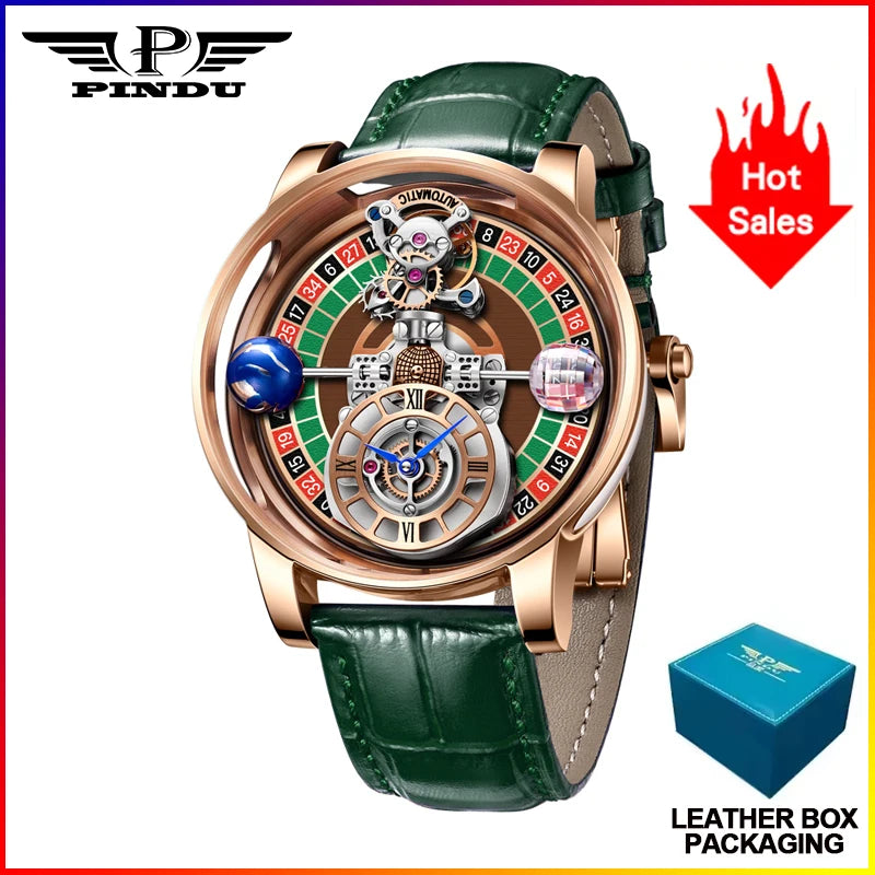 PINDU Design NEW Stainless steel Quartz Watch Men Celestial Gaming Disk Dial Top Brand Luxury Sapphire Glass Waterproof Watch
