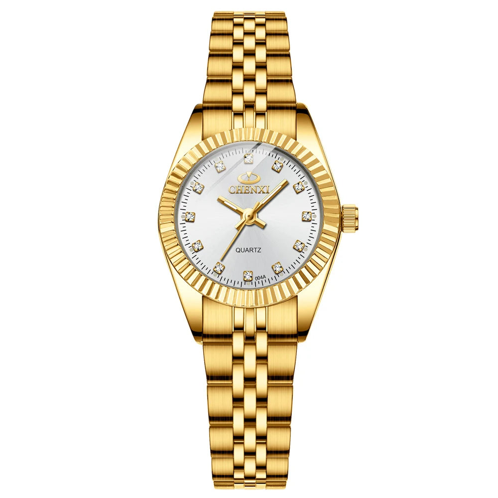 CHENXI Super Hot Sale Luxury Women's Watch Quartz Golden Stainless Steel Small Dial Charm Dress Trendy Wristwatch for Fashion La