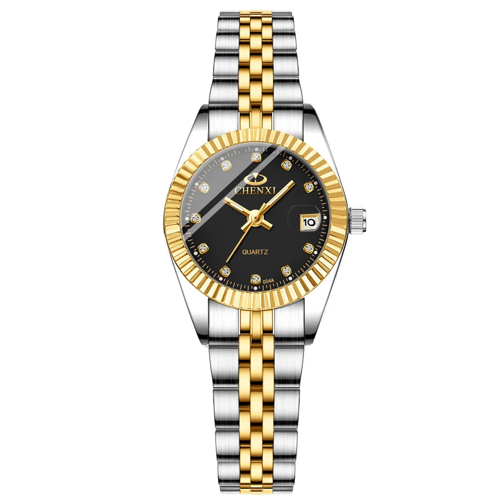 CHENXI Super Hot Sale Luxury Women's Watch Quartz Golden Stainless Steel Small Dial Charm Dress Trendy Wristwatch for Fashion La