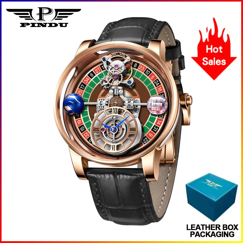 PINDU Design NEW Stainless steel Quartz Watch Men Celestial Gaming Disk Dial Top Brand Luxury Sapphire Glass Waterproof Watch