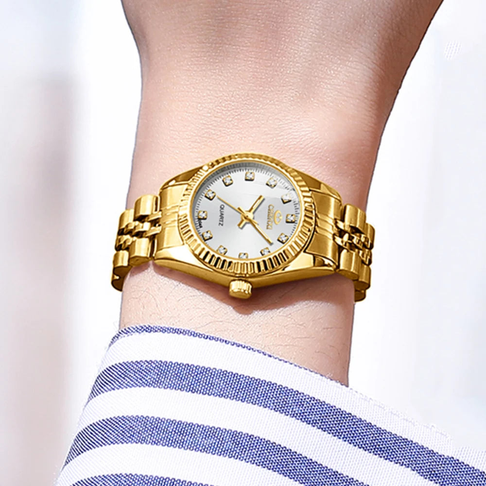 CHENXI Super Hot Sale Luxury Women's Watch Quartz Golden Stainless Steel Small Dial Charm Dress Trendy Wristwatch for Fashion La