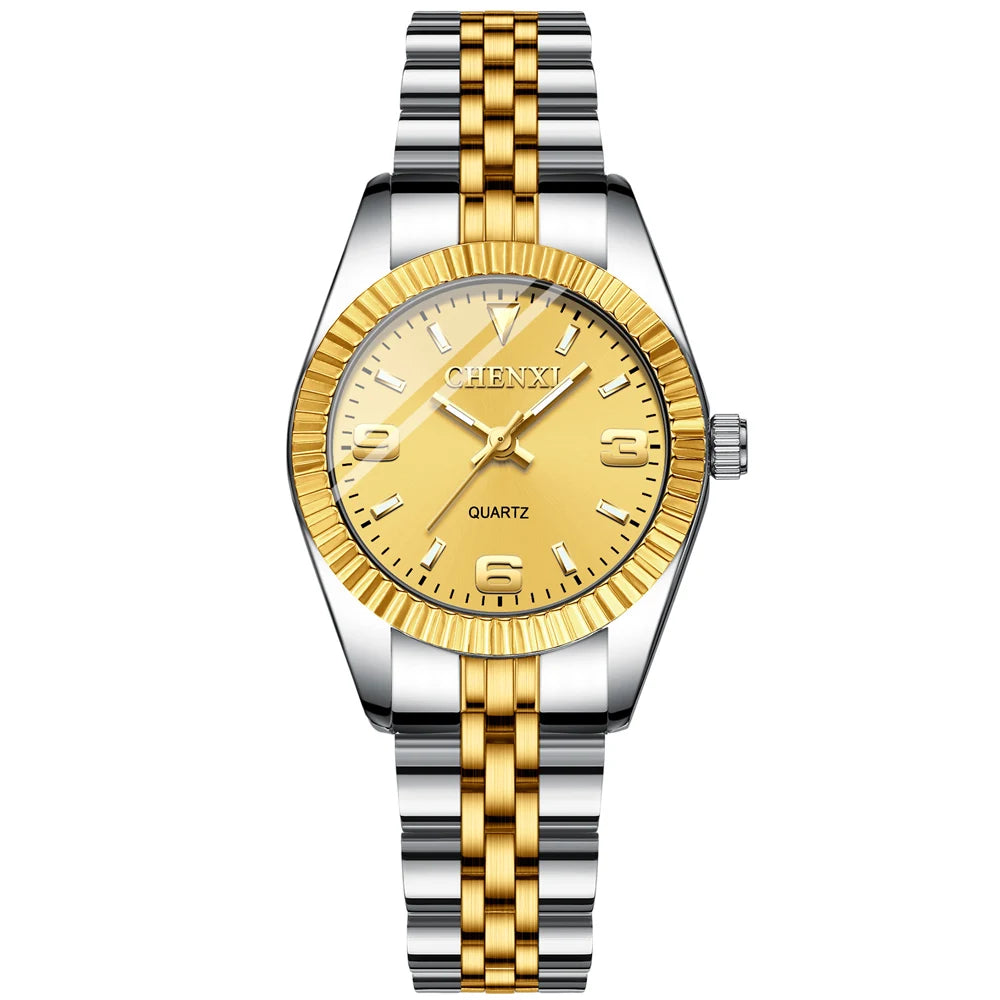 CHENXI Super Hot Sale Luxury Women's Watch Quartz Golden Stainless Steel Small Dial Charm Dress Trendy Wristwatch for Fashion La