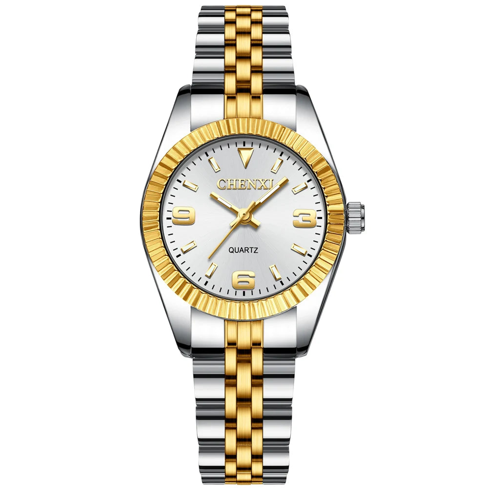 CHENXI Super Hot Sale Luxury Women's Watch Quartz Golden Stainless Steel Small Dial Charm Dress Trendy Wristwatch for Fashion La