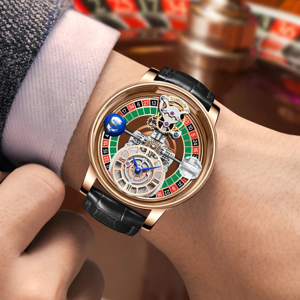PINDU Design NEW Stainless steel Quartz Watch Men Celestial Gaming Disk Dial Top Brand Luxury Sapphire Glass Waterproof Watch