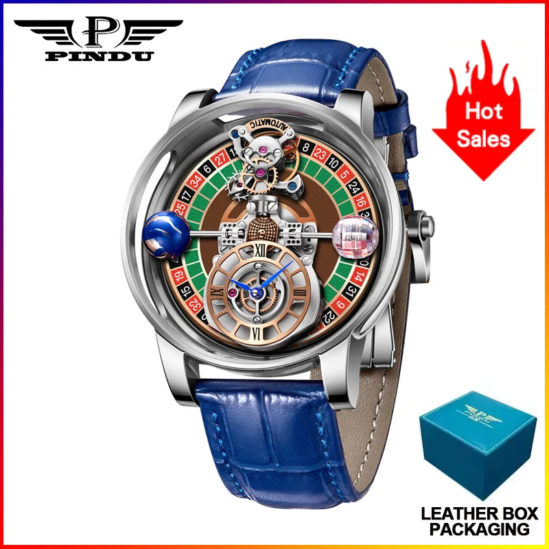 PINDU Design NEW Stainless steel Quartz Watch Men Celestial Gaming Disk Dial Top Brand Luxury Sapphire Glass Waterproof Watch