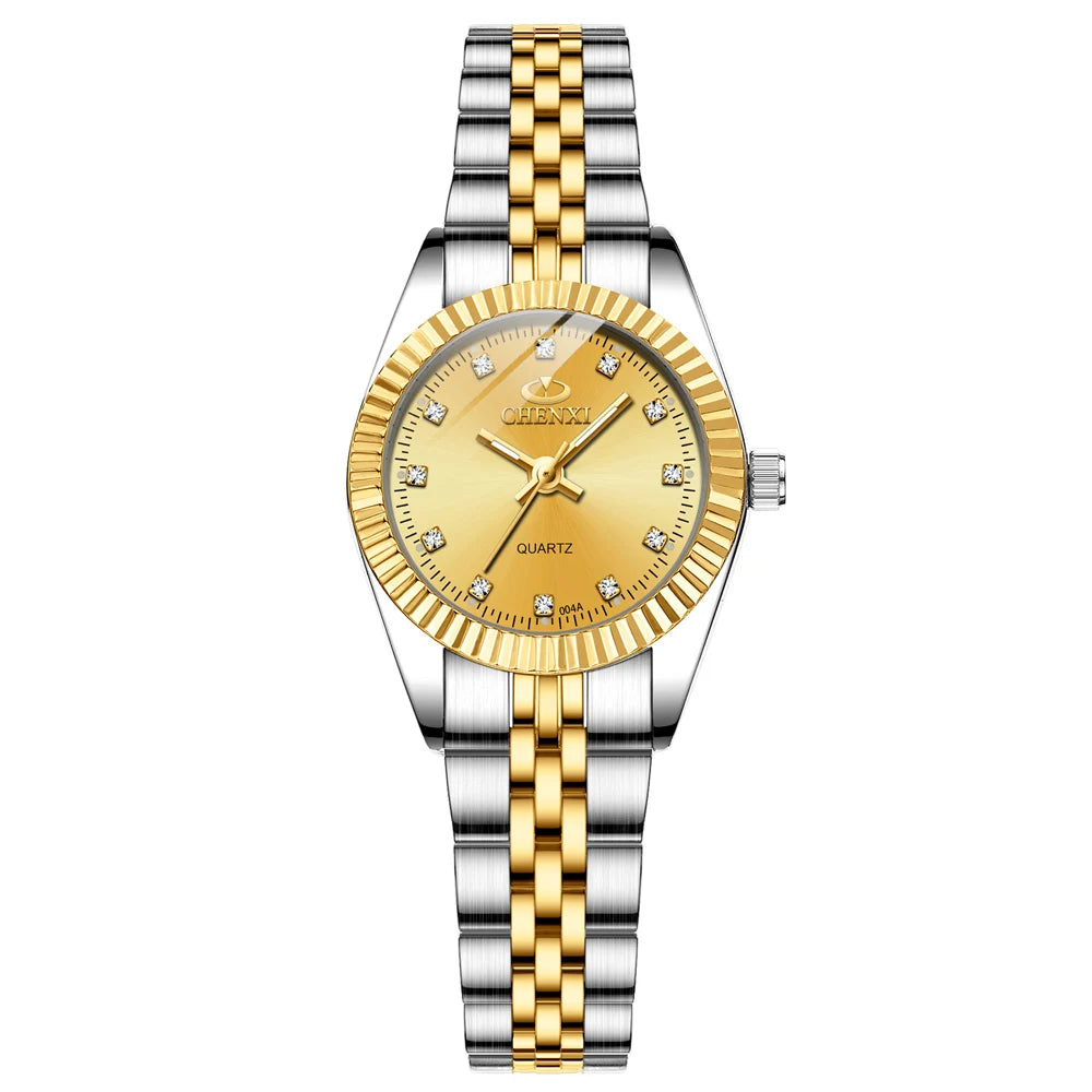 CHENXI Super Hot Sale Luxury Women's Watch Quartz Golden Stainless Steel Small Dial Charm Dress Trendy Wristwatch for Fashion La
