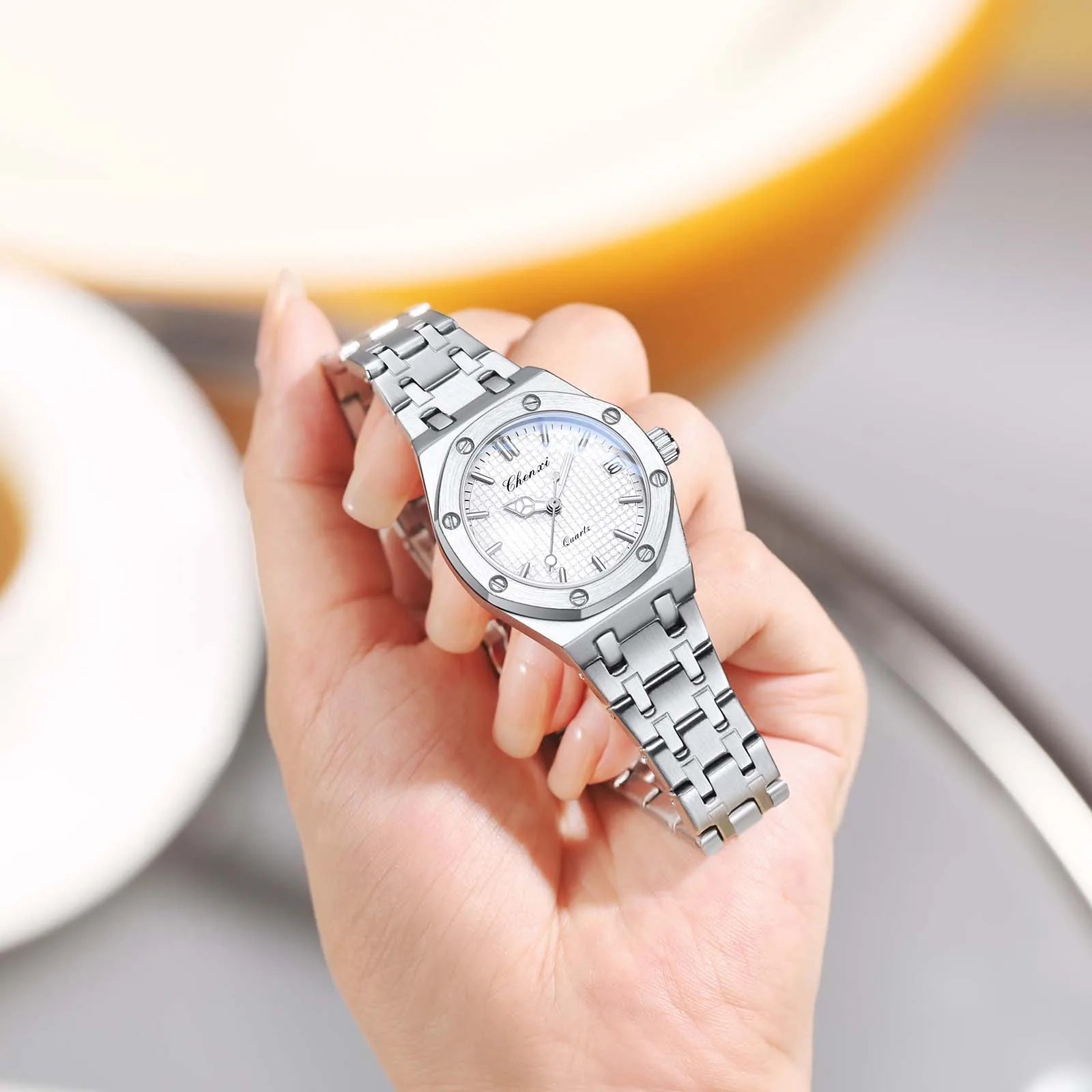 CHENXI  Fashionable Classic Wristwatch Waterproof Luminous Calendar Quartz Stainless Steel Watches for Woman Relojes Para Damas