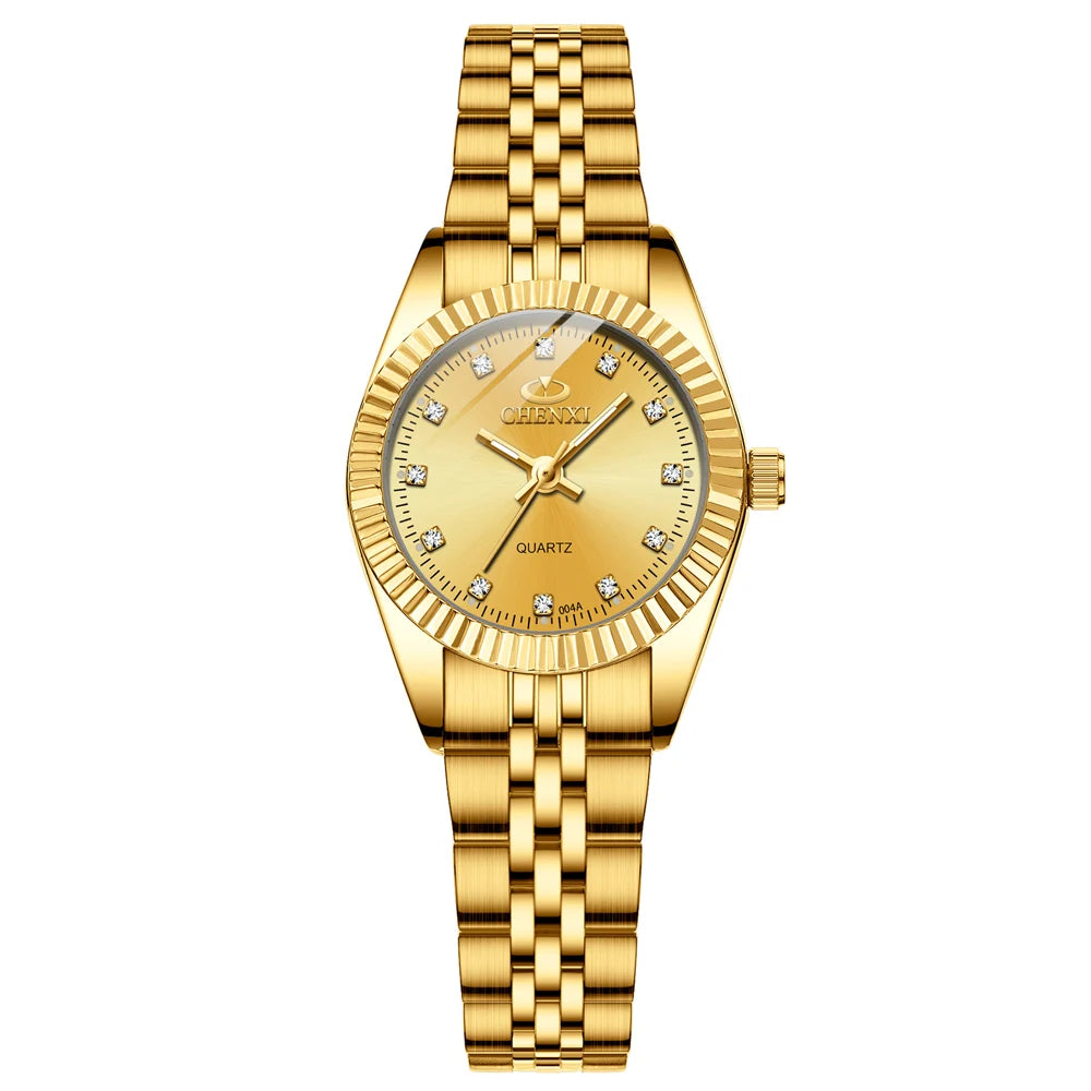 CHENXI Super Hot Sale Luxury Women's Watch Quartz Golden Stainless Steel Small Dial Charm Dress Trendy Wristwatch for Fashion La