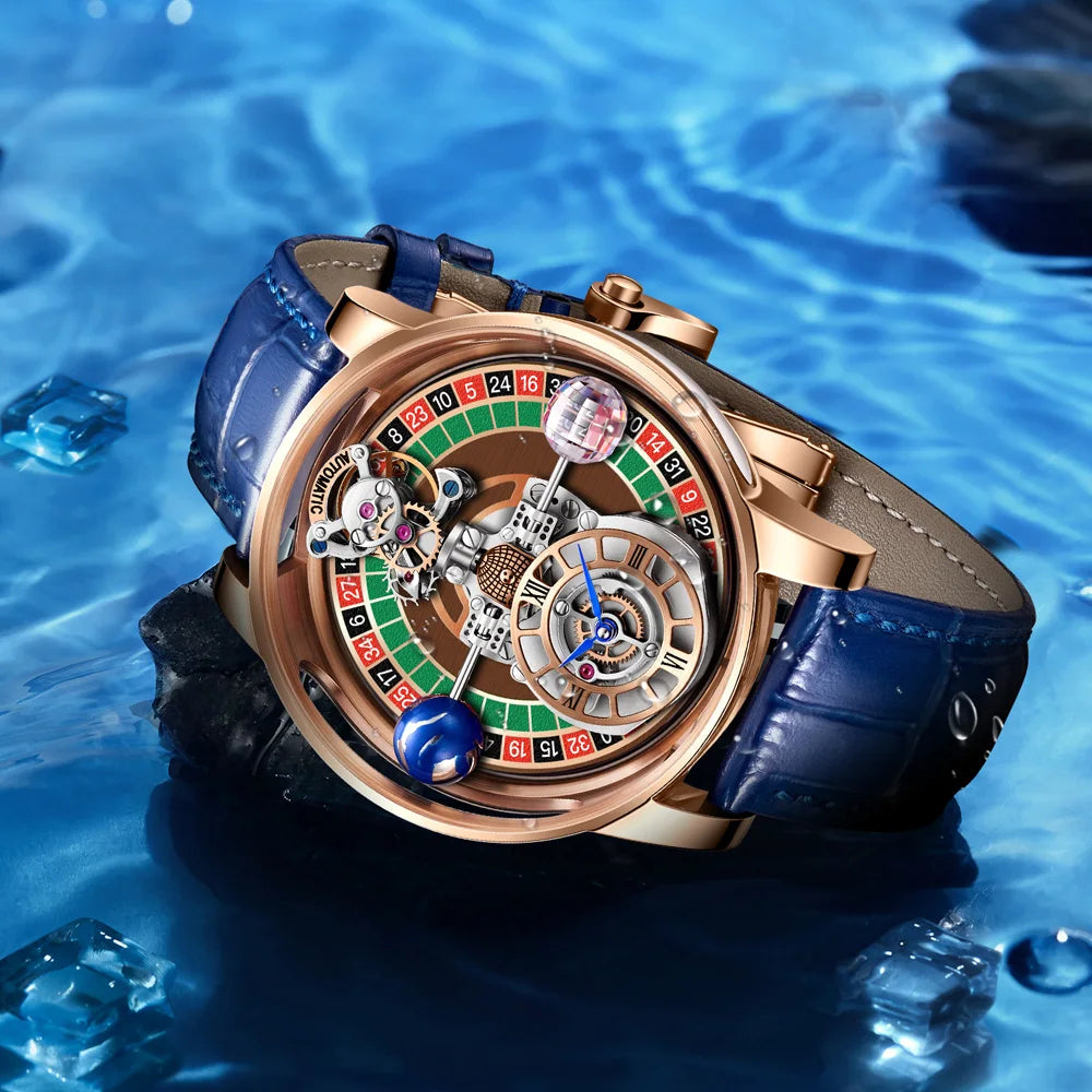 PINDU Design NEW Stainless steel Quartz Watch Men Celestial Gaming Disk Dial Top Brand Luxury Sapphire Glass Waterproof Watch