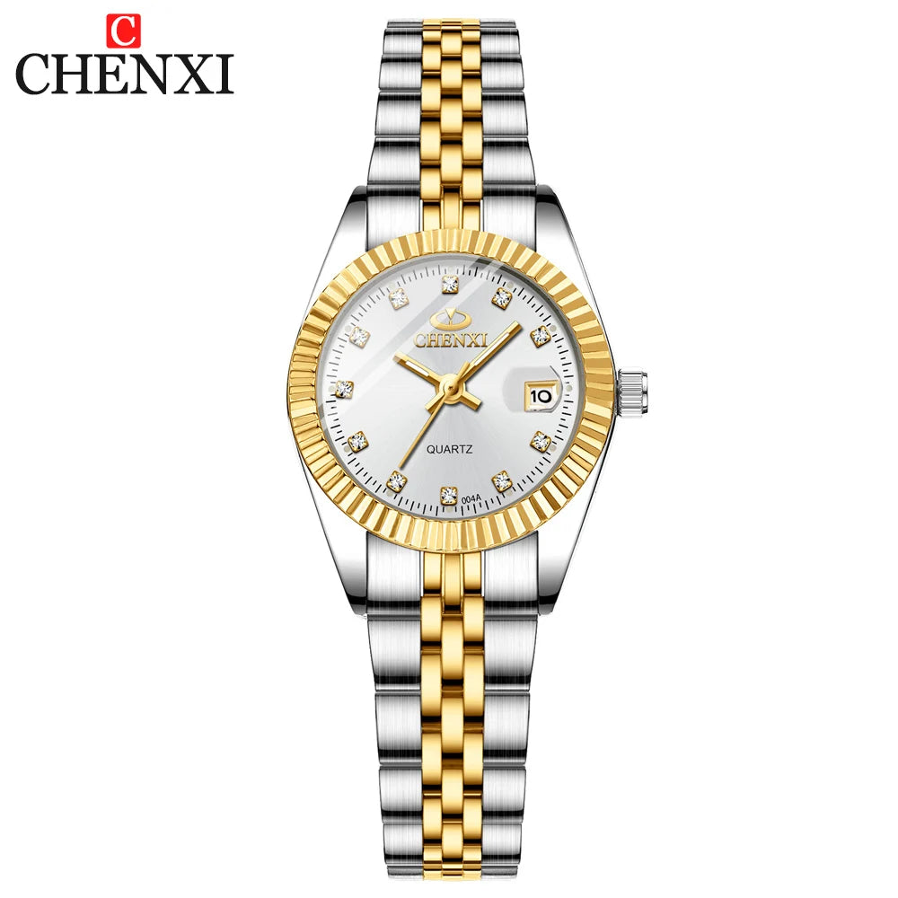 CHENXI Super Hot Sale Luxury Women's Watch Quartz Golden Stainless Steel Small Dial Charm Dress Trendy Wristwatch for Fashion La