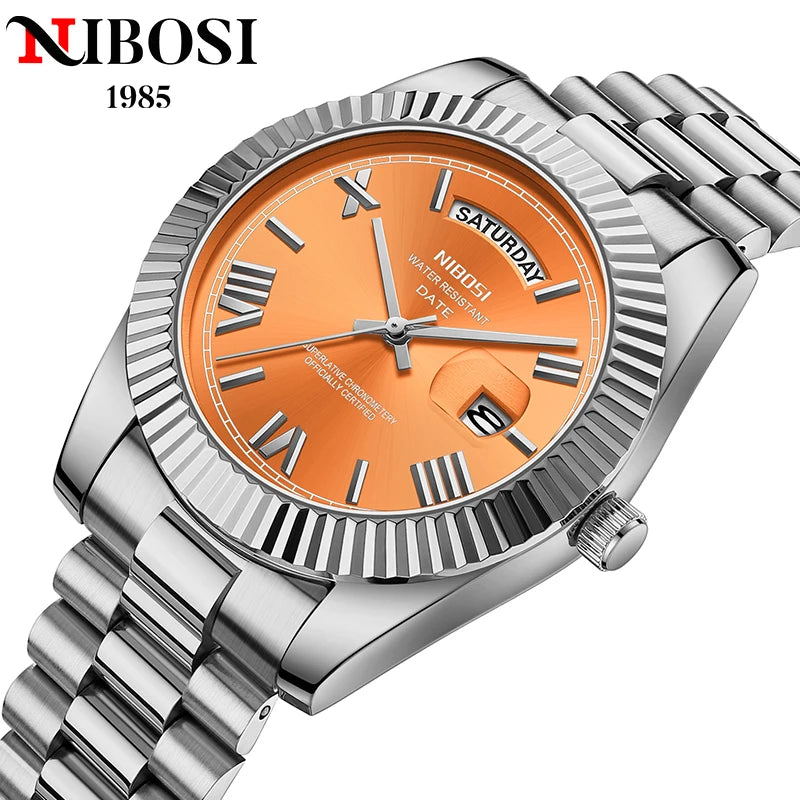 NIBOSI Brand Original Stainless Steel Quartz Watches For Men Luxury Date Display Luminous Fashion Men's Watch relogios masculino
