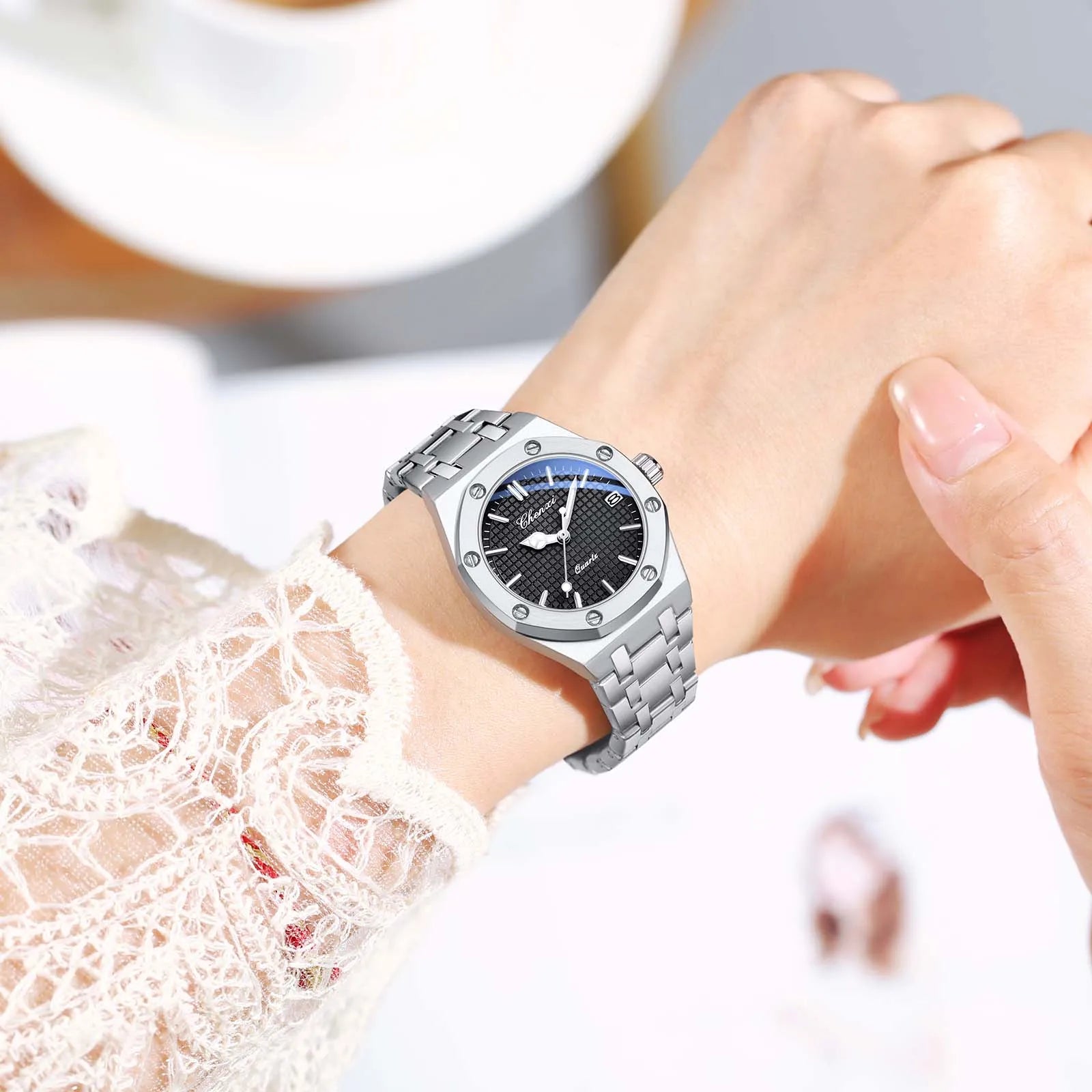 CHENXI  Fashionable Classic Wristwatch Waterproof Luminous Calendar Quartz Stainless Steel Watches for Woman Relojes Para Damas